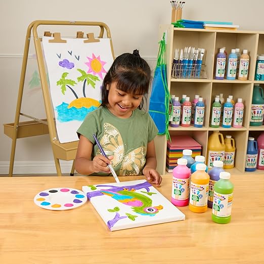 Colorations Paraben-Free Washable Tempera Paint for Kids - 8 Ounce Bottles, Set of 6 Colors, Non-Toxic and Made in the USA