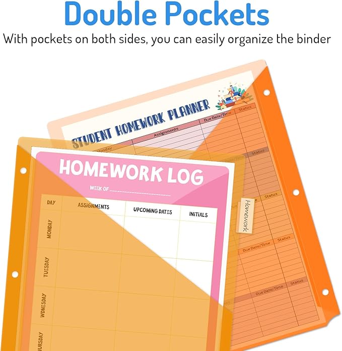 Forvencer 8 Count Dividers with Two Pockets, 8 tabs Binder Dividers for 3 Ring Binder Organizer, Multicolor, 3 Sets