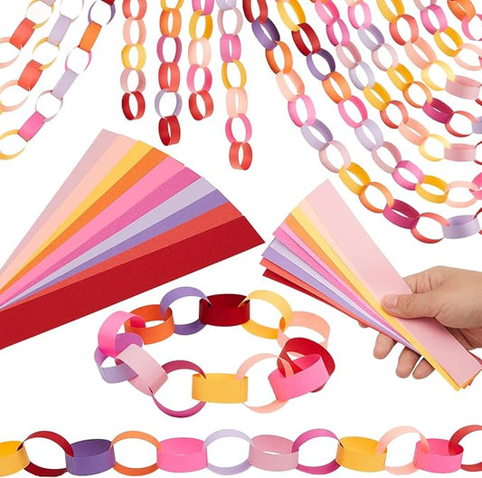 Lincia 1000 Sheet Paper Chain Garland Strips 1x8 Inch with Double Sided Tape, DIY Construction Paper Chains for Birthday Wedding Holiday Party Decorations, Crafts Supplies (Valentine)