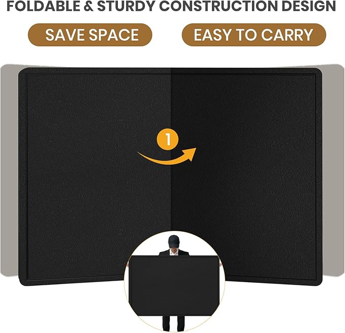 Bulletin Board - 35 x 17.5 inches Decorative Felt Pin Board - Cork Board Alternative for Wall - Foldable Photo Board Self-Adhesive Prayer Board with 20 Pushpins - Black