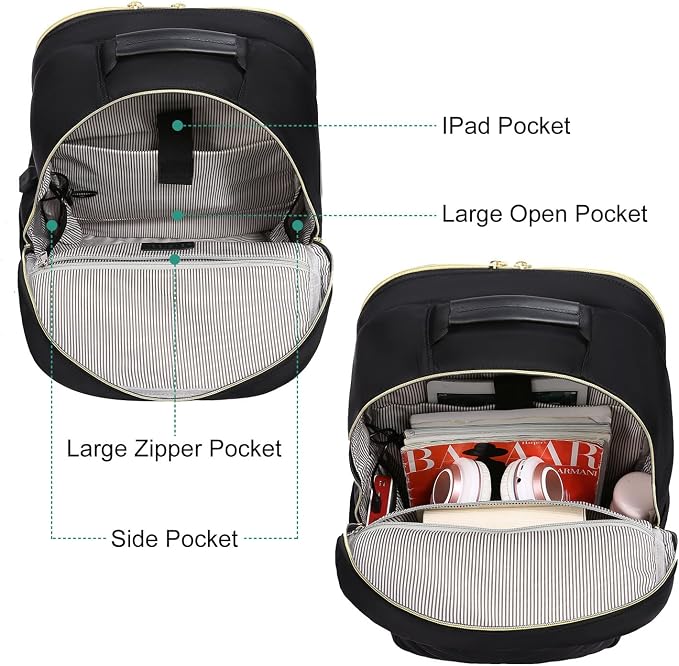 LOVEVOOK Large Travel Backpack Women with 17.3-inch Laptop Compartment, Work Business Computer Carry On Backpack Purse, Hiking Backpack Waterproof Outdoor Sports Rucksack Bag, Black