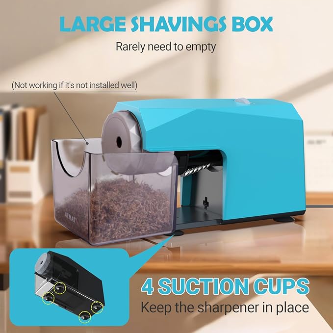 AFMAT Electric Pencil Sharpener, Fast & Hands-Free, 10K+ Uses, 5 Nibs, Fully Automatic Pencil Sharpener for Classroom, Heavy Duty Sharpeners for No.2/Jumbo/Colored Pencils (φ6.5-10.5mm) US Plug(120V)