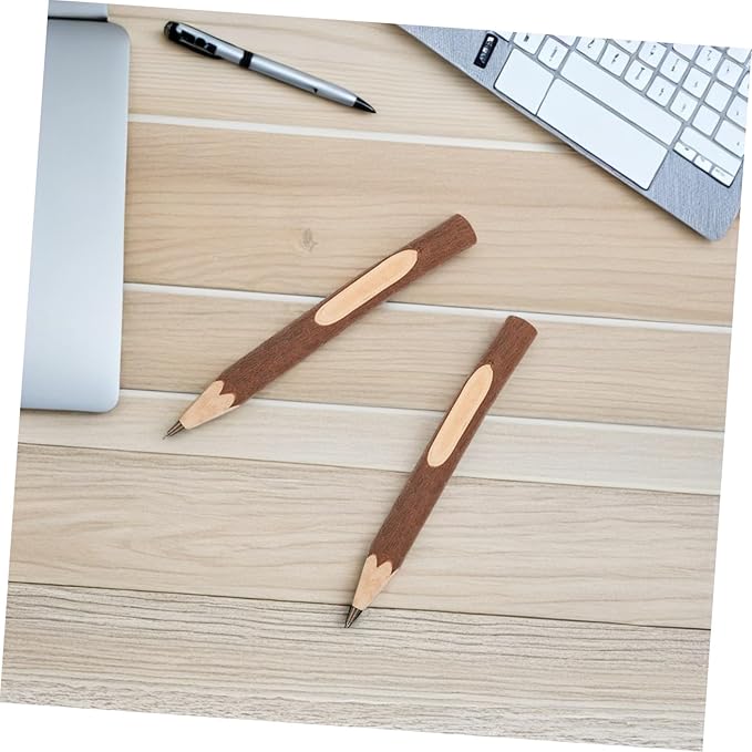 Natural Wood Ballpoint Pens 13cm, Tree Bark Surface, Biodegradable Small Ballpoint Pens 10pcs, Lightweight Portable Writing Accessories for Office and School Use
