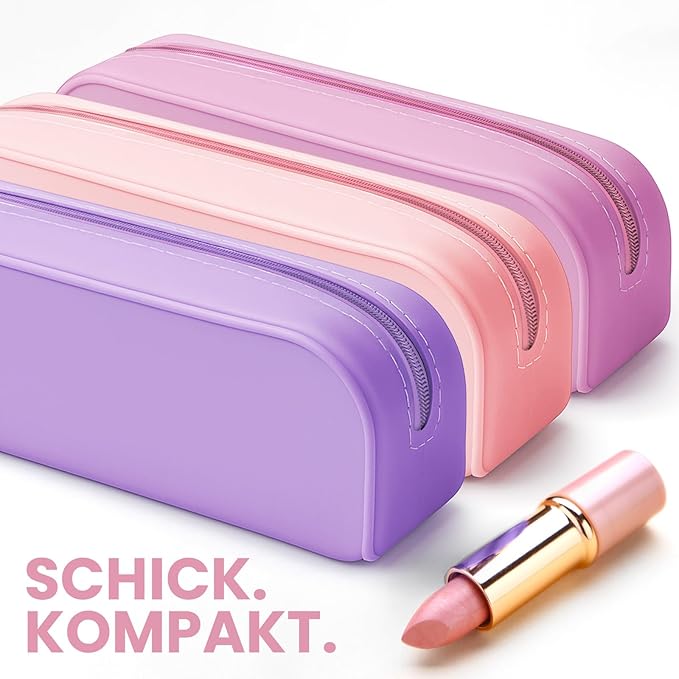 ZENO Silicone Pencil Case – Aesthetic Pencil Pouch for Women & Teens – Cute Pen Case, Pink Makeup Bag, Travel Pouch, Small Stationary Organizer, Pencil Box – Pink Reef