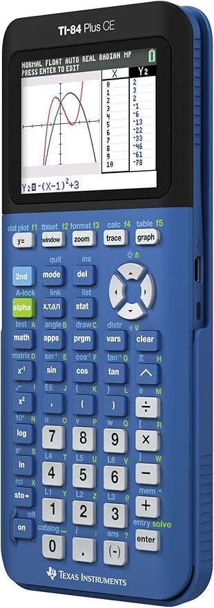 Texas Instruments TI-84 Plus CE Blueberry Graphing Calculator (Renewed)