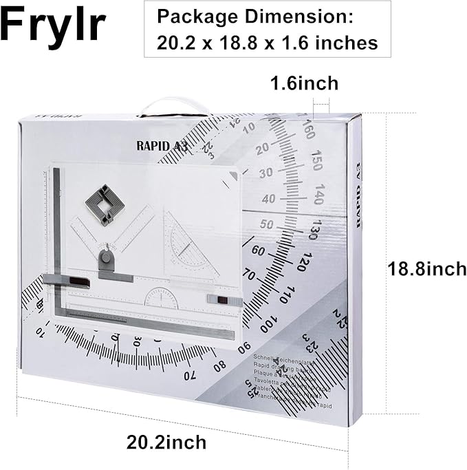 Frylr Metric A3 Drawing Board Drafting Table Multifunctional Drawing Board Table with Clear Rule Parallel Motion and Angle Adjustable Measuring System
