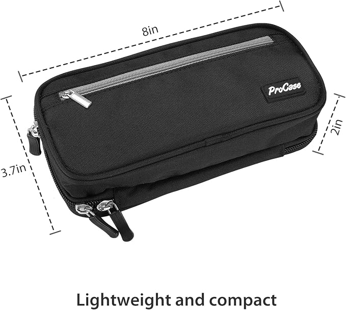 ProCase Pencil Case Pen Bag, Two Layers Big Capacity Pencil Pouch Pen Organizer Durable Stationery Holder for Marker Organization School Supplies Office Storage Desk Organizing