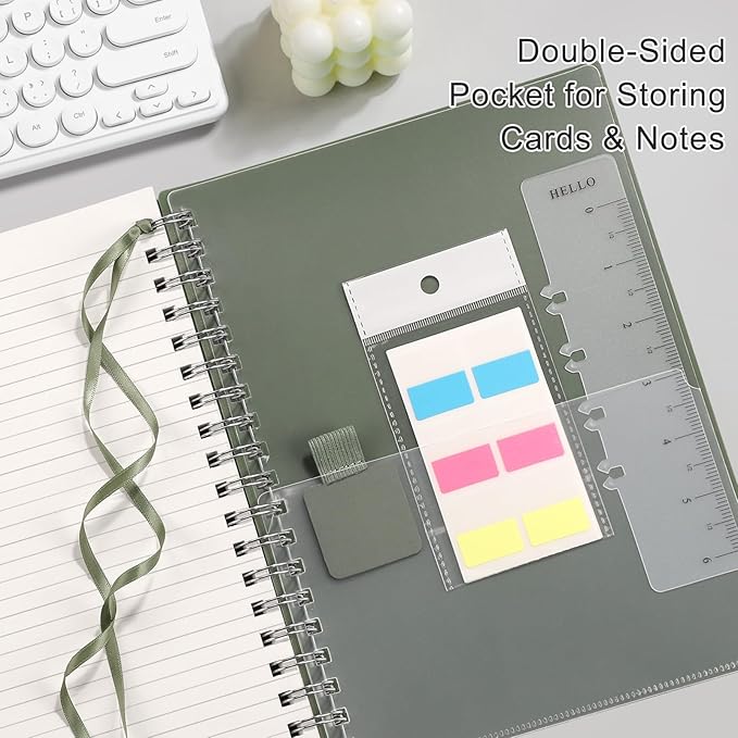 EMSHOI A4 College Ruled Spiral Notebook, Large 8.27"x11.2", Thick 300 Pages/150 Sheets, 100GSM Ink-Proof Waterproof PVC Cover Lay-Flat Lined Journal for Work Office School Writing, Light Green