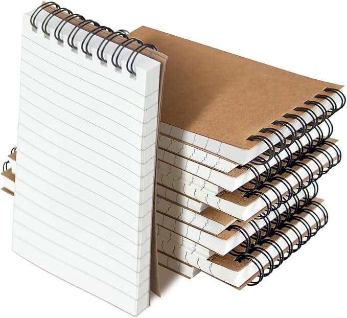 wavamawa Pocket Notebooks Set of 12, Small 3x5 Spiral Notepads, Office Style Mini Notebook, Small Notepad Pocket Size, Memo Pads for Home, College, Work or School - Lined College Ruled Paper