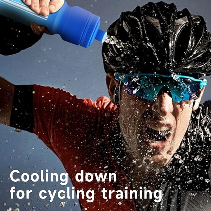 TooLe 24oz Bike Water Bottle, BPA-Free Cycling Squeeze Bottle | with Leakproof Pull-Top Lid & Capacity Scale, for Fits Mountain/Road Bike Cages, Gym, Camping, Hiking