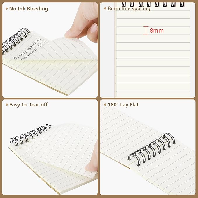 zmybcpack 15 Pcs Pocket Notebooks Small Spiral Notebooks Journal Mini Top Spiral Notepads, Lined Memo Pads for Note Taking, 100 Pages/50 Sheets