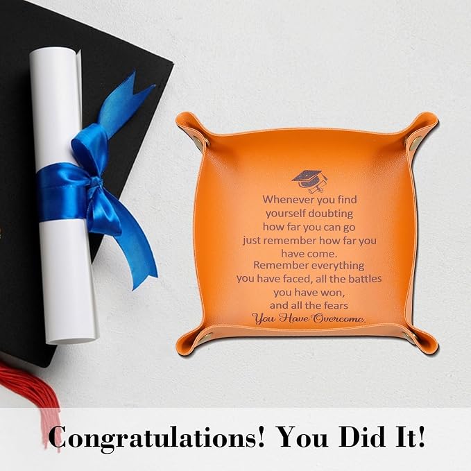 2026 Graduation Gifts for Him Her Gift for College Boys Girls Class of 2026 Gifts Bulk Graduation Gift for Men Son Best Stuff for High School Senior Night 2026 End of Year Christmas Leather Tray