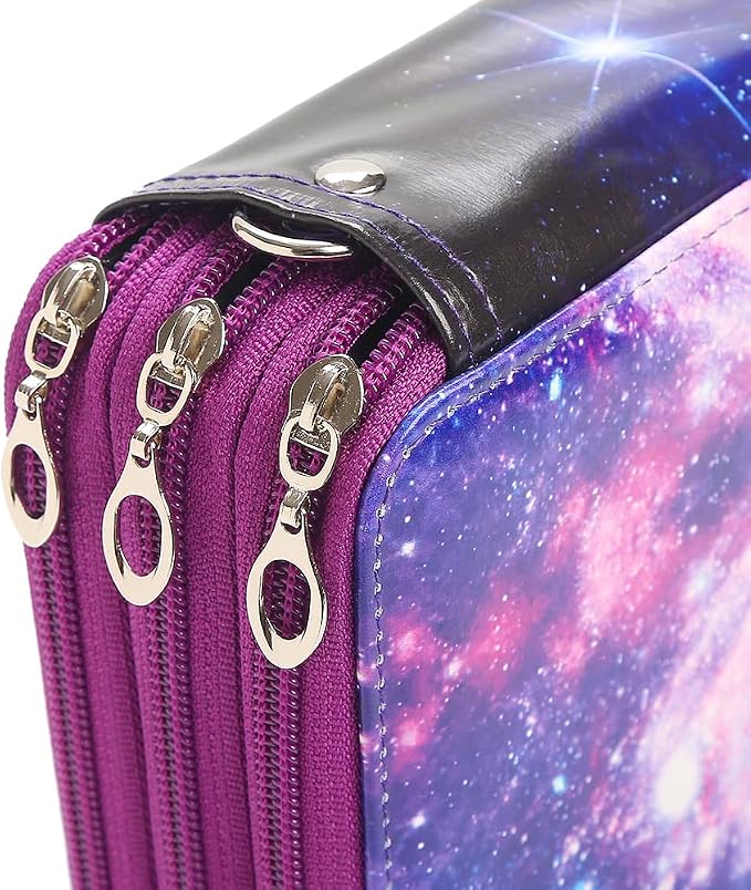 72 Slots Pencil Case Organizer w/Removal Handle Strap | 3-Layer Zipped Pencils Box Large for Colored Pencils Watercolor Pencils for Office and Travel for Artist