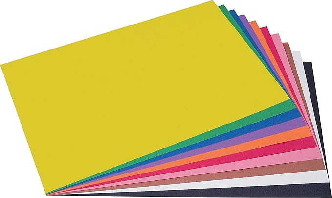 Prang (Formerly SunWorks) Construction Paper, 10 Assorted Colors, 12" x 18", 50 Sheets