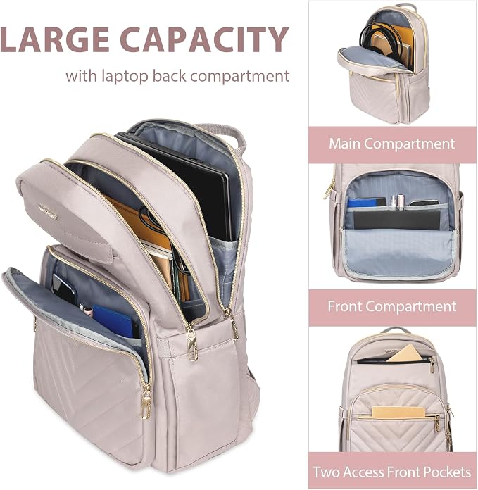 VANKEAN 15.6 Inch Laptop Backpack for Women Large Capacity Waterproof | Waterproof Backpacks Stylish Travel Bags Casual Daypacks for College, Business