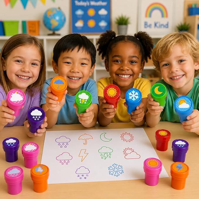 Cinrobiye 24 Pcs Insect Stampers Party Favor Set, Cute Bug Stamps for Kids Birthday Party, Classroom Rewards, Educational Learning Toys, Goody Bag Fillers, Nature Themed Party Supplies