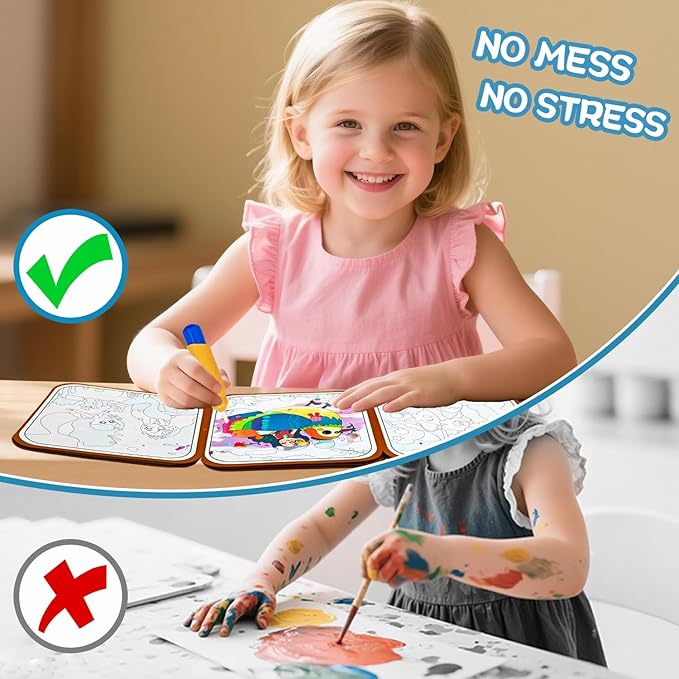 NaTuGi Reusable Magic Water Painting Books for Kids,Coloring Books for Toddler,Busy Book,3 Themes,No Mess Paint Coloring,for Ages 3+,Gift for Boys & Girls Travel Activity Toys (3 Books)