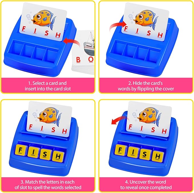 Matching Letter Game, Spelling Word and Increases Memory, Early Learning Educational Toy for Preschool & Kindergarten Kids Over 3-8 Years Old