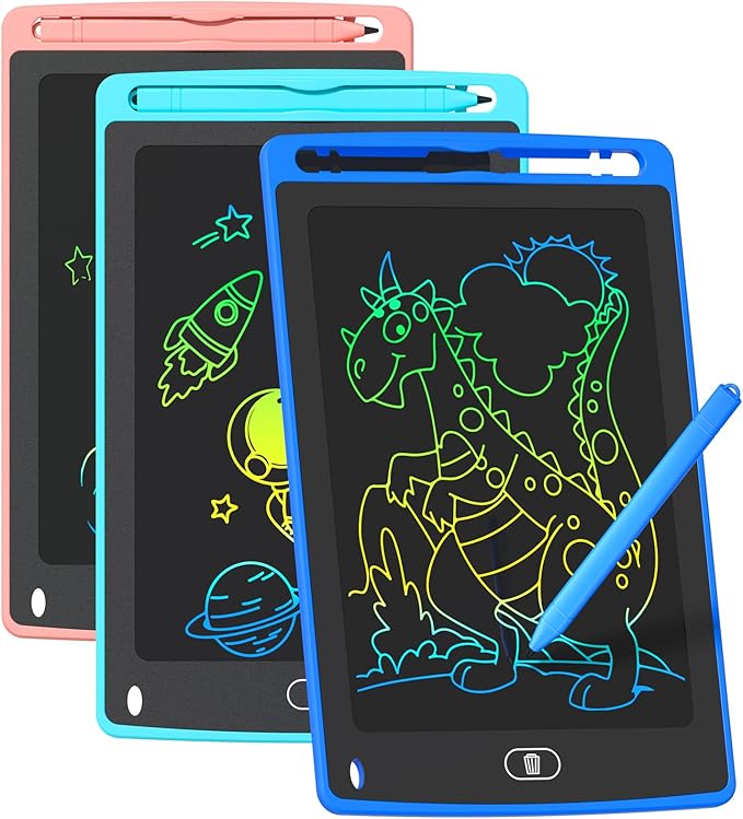TQU 3 Pack LCD Writing Tablet for Kids, 8.5 Inch Colorful Doodle Board Drawing Tablet, Educational Learning Toys Birthday Gifts for Boys Girls Age 3 4 5 6 7 8