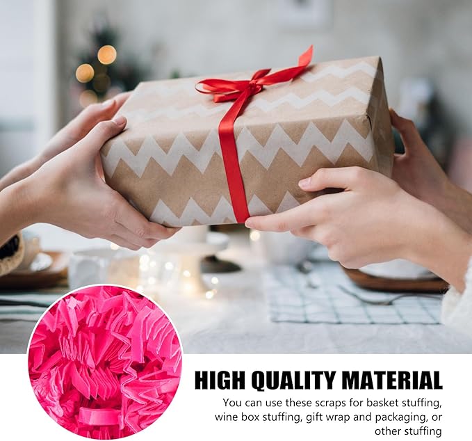 ZEBMOON 1 LB Hot Pink Crinkle Cut Paper Shred Filler Great for Gift Wrapping, Basket Filling, Birthday, Wedding, Halloween, Thanksgiving, Christmas Day, New Year Party Decorations Filling Supplies