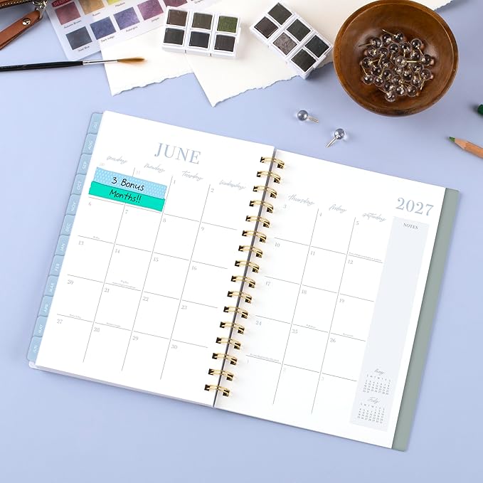 Cambridge Planner 2026-2027 Weekly & Monthly Academic 12-Month July-June, 5-1/2" x 8-1/2", Leah Bisch, Peony Field (LB51-200A)