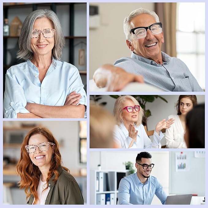 Reading Glasses for Women - 5Pack Square Fashion Readers for Women Blue Light Blocking with Spring Hinge (Mix5, 0.50x)