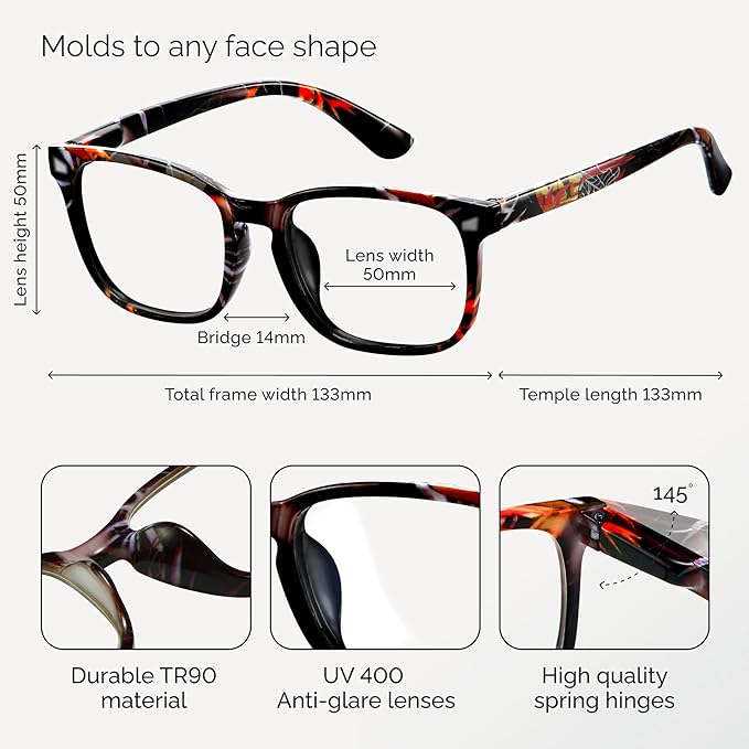 CCVOO +3.25 Reading Glasses for Women/Men, Eyeglasses, Blue Light Readers for Women/Men, Computer Eye Glasses, Cheaters
