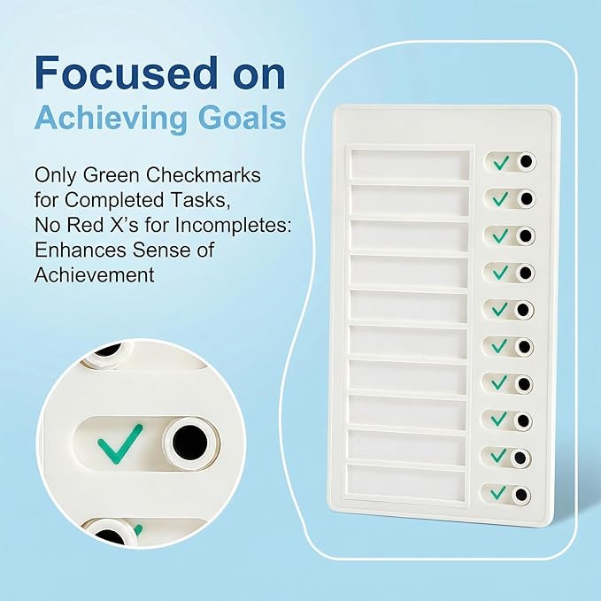 Dry Erase Chore Chart, Standable Whiteboard Checklist Board, ADHD Tools for Kids to Do List Checklist Task Board, Reusable My Chores Checklists Task Boards for Refrigerator, Wall, Desk with 10 Sliders