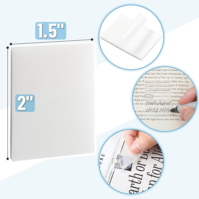 Mr. Pen- Small Transparent Sticky Notes, 1.5"x2", 20 Pads, 1000 Sheets, Mini See Through Self-Adhesive Notes Bulk for Bible Journaling and Studying, Water-Resistant, Clean Removal