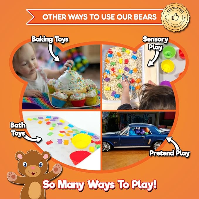 Jumbo Counting Bears with Stacking Cups - Montessori Educational Sorting Rainbow Toys For 3 Year Old Boys and Girls with 48 Preschool Math Manipulatives, Toy Storage and Toddler Games eBook