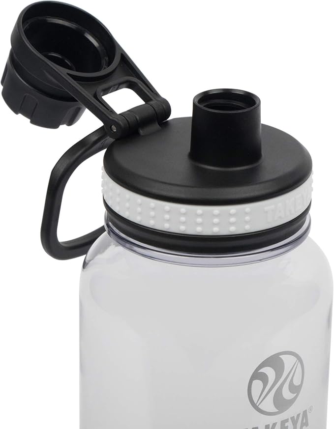 Takeya Tritan Sport Water Bottle with Spout Lid - BPA-Free & Dishwasher-Safe - Reusable Bottle with Lid Handle - Simple Leak-Proof Water Bottle - 32 oz, Clear (Pack of 4)