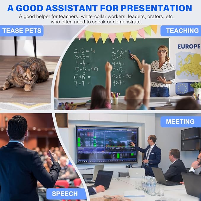 Presentation Clicker Wireless Presenter Remote Clicker for 2-in-1 USB Type C Powerpoint Clicker with Clicker, RF 2.4GHz USB C Presentation Remote PPT Slide Advancer for Mac/Google Slide/Keynote