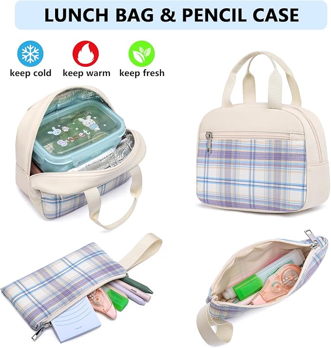 School Backpack for Teen Girls: Cute Bookbags Middle High School College Casual Back Pack 15.6 inch Laptop Backpacks Vintage Bags Women Travel Daypacks Mochilas Escolares 3Pcs Beige