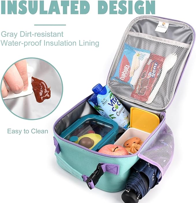 CaCTOUR Lunch Box Kids,Premium Insulated Lunch Bag for Girls Boys,Soft Bag Mini Cooler Back to School Thermal Reusable Lunch Bag for Work School Picnic (Light Green)