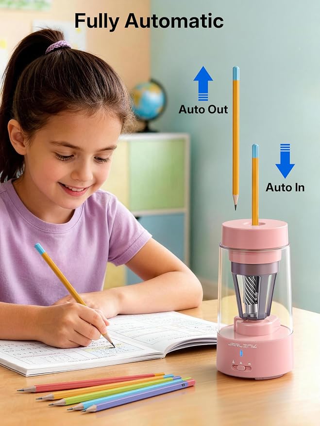 JARLINK Fully Automatic Rechargeable Electric Pencil Sharpener