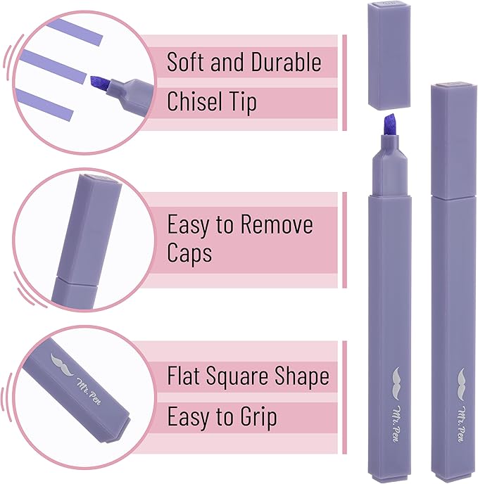 Mr. Pen- Aesthetic Highlighters No Bleed, 8 Pack, Assorted Colors, Chisel Tip, Cute Highlighters Assorted Colors for Journaling, Highlighting, Underlining, Fast Dry, Back to School Supplies