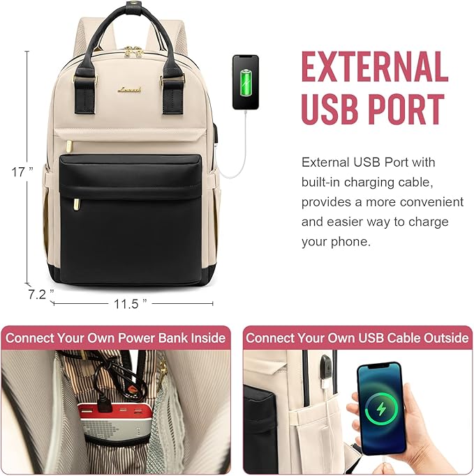 LOVEVOOK Travel Laptop Backpack Women Anti-theft Laptop Bag with USB Port Waterproof Computer Backpack for Nurse College Work