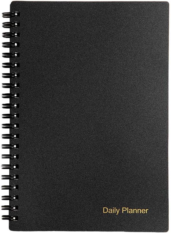 Daily Planner Undated, To Do List Notebook with Hourly Schedule, Time Management Manual and Planner, Personal Organizers, 5.2"x7.5", 75 Sheets/150 Pages, Black