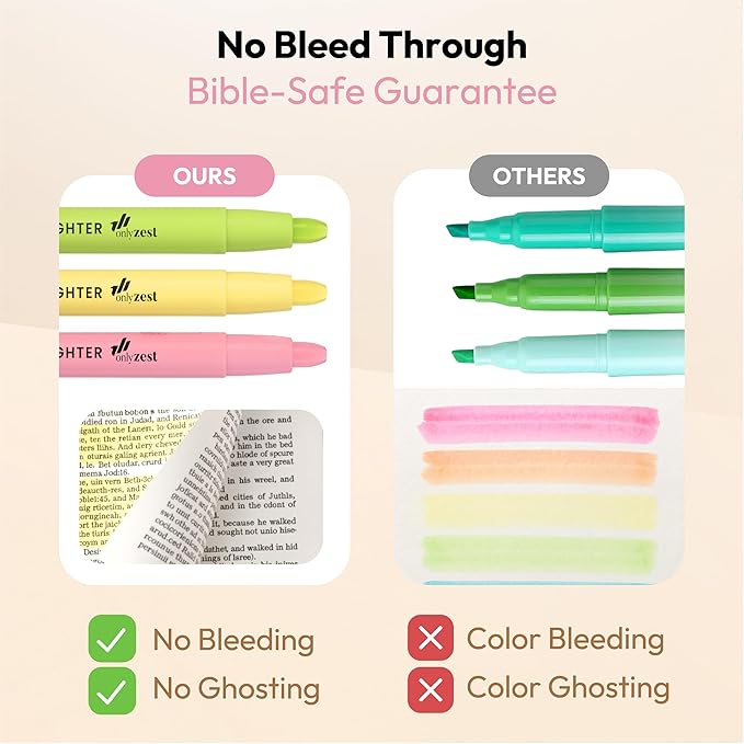 10 Pack Bible Safe Highlighters - Pastel Color, Wax Highlighters No Bleed, Scripture Markers for Journaling, Study Accessories and School Supplies