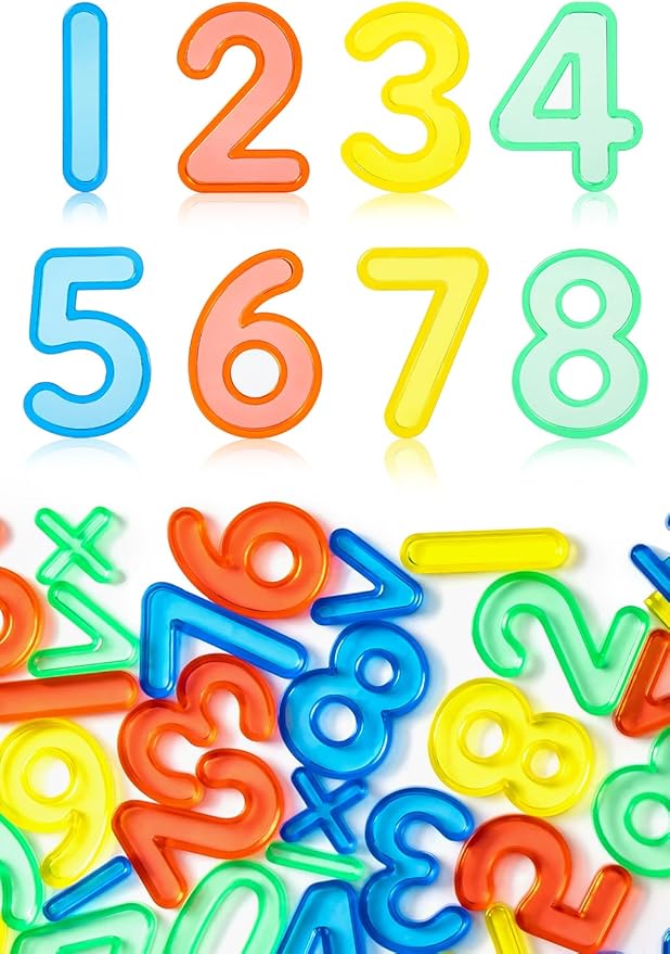 48 Pcs Translucent Number Set – Plastic Numbers & Symbols for Kids, Ideal for Early Math Learning and Light Table Activities