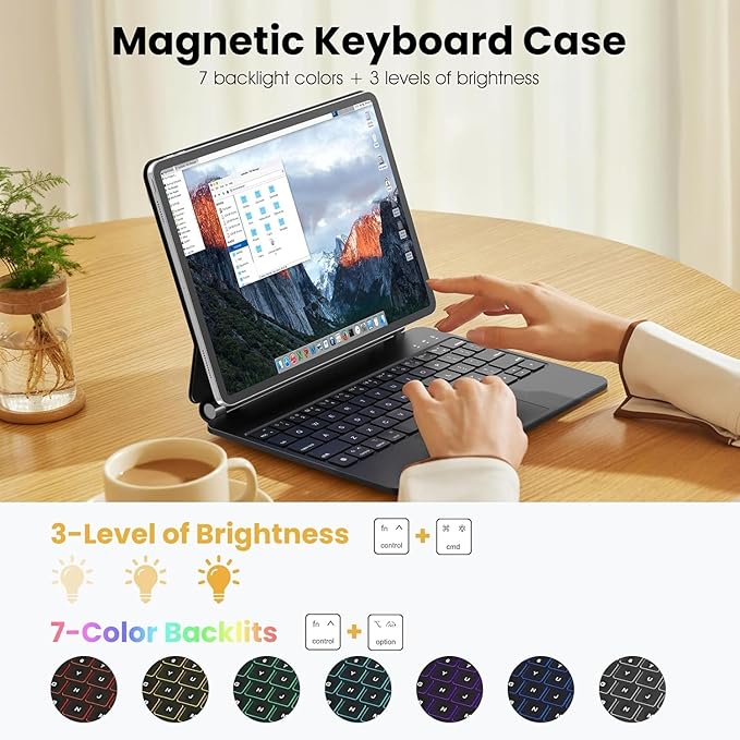 Keyboard Case for iPad Air 11-inch (M4 2026/M3 2025/M2 2024), iPad Pro 11-inch 1st/2nd/3rd/4th Gen, iPad Air 10.9-inch 4th/5th Gen, Magnetic Magic-Style Keyboard with Trackpad & Stylus Pen