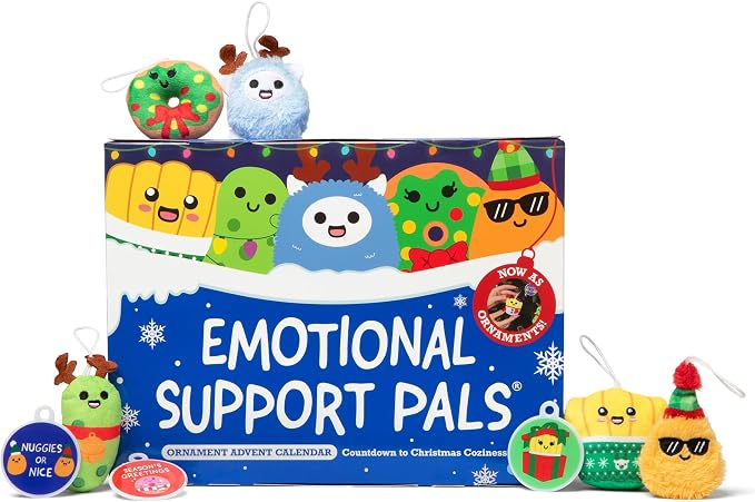 Emotional Support Advent Calendar by Relatable, Includes Mini Plush Toys and Ornaments, Fun and Stocking Stuffer for Loved Ones of All Ages, Includes 24 Ornaments in Countdown Calendar