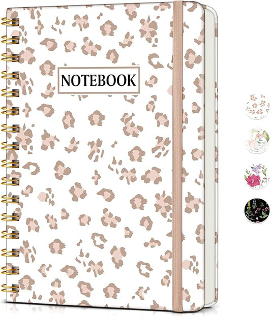 PAPEJOON Lined Spiral Journal Notebook for Women, A5 Cute Hardcover Spiral Journals for Work, Note Taking, 150 Numbered Pages 100 GSM College Ruled Spiral Bound Notebook, 5.75" x 8.38", Pink Speckles