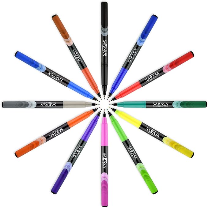Zebra Pen, SARASA Fineliner Felt Tip Pens, 0.8mm Porous Point, Assorted Colors, Archival Quality, Acid Free, Fast-Drying, Great for Writing, Journaling and Coloring, 8-Pack (66108)