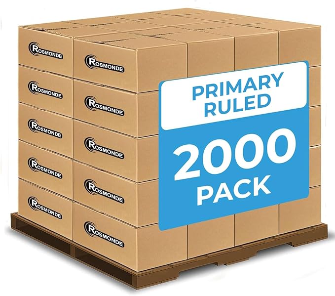Rosmonde 2000 Pack (Pallet) Composition Notebooks Bulk, Primary Ruled, Full Pallet of Composition Notebooks, 200 Pages (100 Sheets), 9-3/4 x 7-1/2, Bulk Notebooks for Grades K-2, 4-7 Days Transit