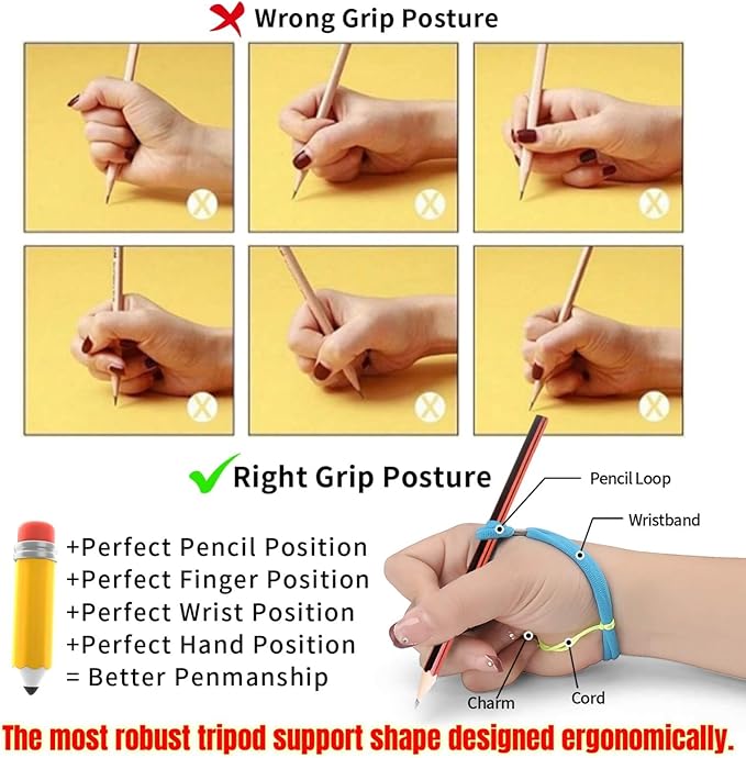 Pencil Grips for Kids Handwriting – 6PCS Ergonomic Pencil Grip Trainer for Toddlers 3-5 – Preschool Writing Aid for Left & Right Hand – Tripod Grip Corrector for Early Learning Tools