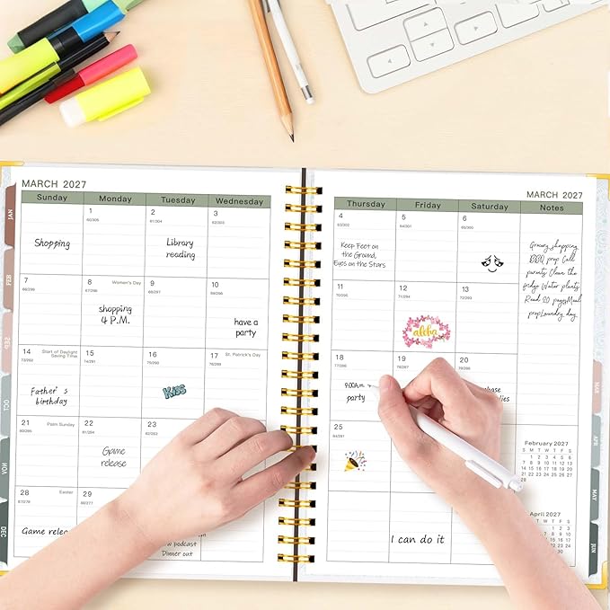 Large 2026-2027 Academic Planner,Weekly & Monthly Planner Organizer from July 2026 - June 2027, 8.5"x11" Dasiy Daily Agenda Planning Book with Pocket,Stickers & Tabs for Women Students Office, A4 Size