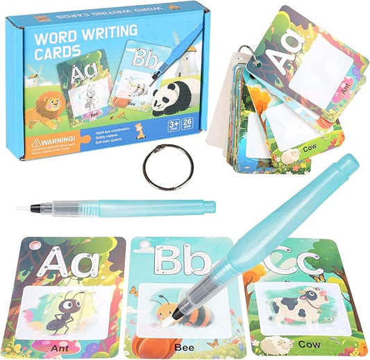 Alphabet Water Coloring Books for Toddlers - Painting Water Coloring Sorting Flash ABC Learning Cards, Mess Free Water Art Book Gift for 3 4 5 Year Old Kids, Travel Activity Toys (Animal)