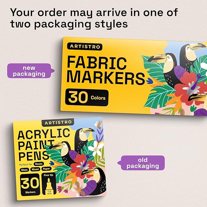 ARTISTRO 30 Acrylic Paint Pens for Calligraphy – Markers With Extra Fine Precision Tips – Multisurface Painting for Fabric, Rock, Glass, Wood & More