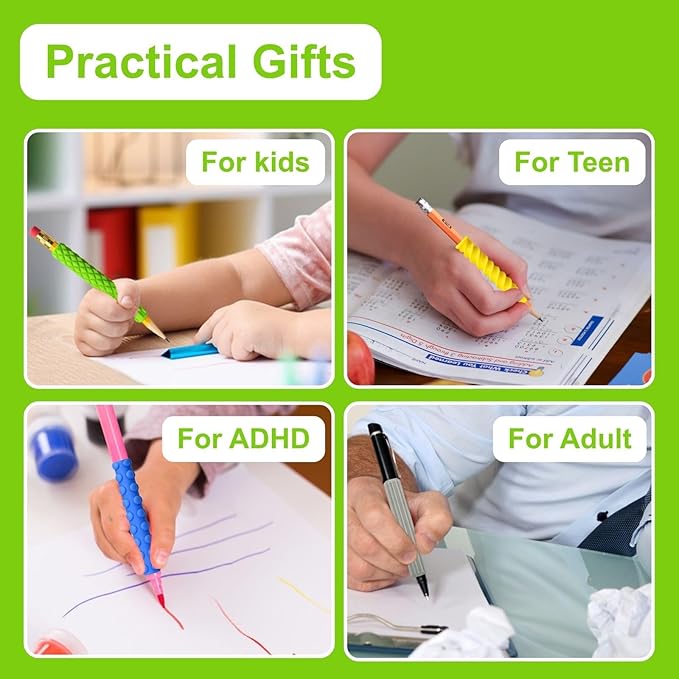 8 Pack Textured Pencil Grips for Kids, Teens, Adults, Silicone Sensory Fidget Sleeves for ADHD, Autism, Anxiety & Stress Relief (Color 2)